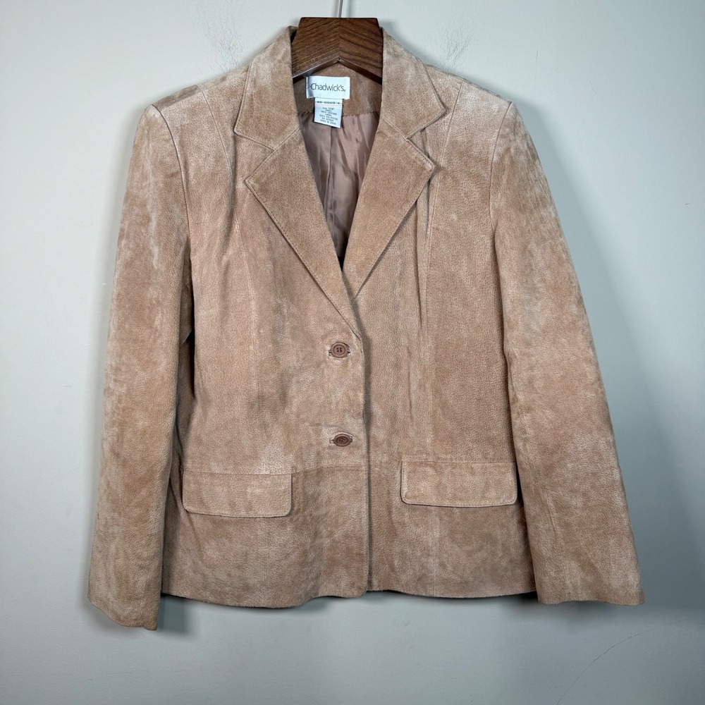 Vintage Chadwick's Tan Suede 100% Leather Blazer Size 12P